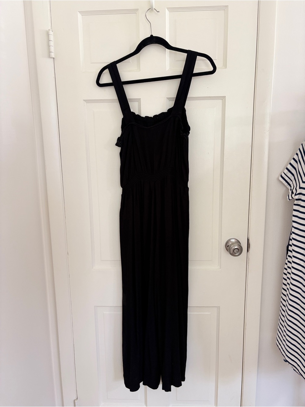 Madewell Black Smocked-Waist Wide-Leg Jumpsuit - Size 8 -‎ Viscose Sleeveless - Picture 5 of 8